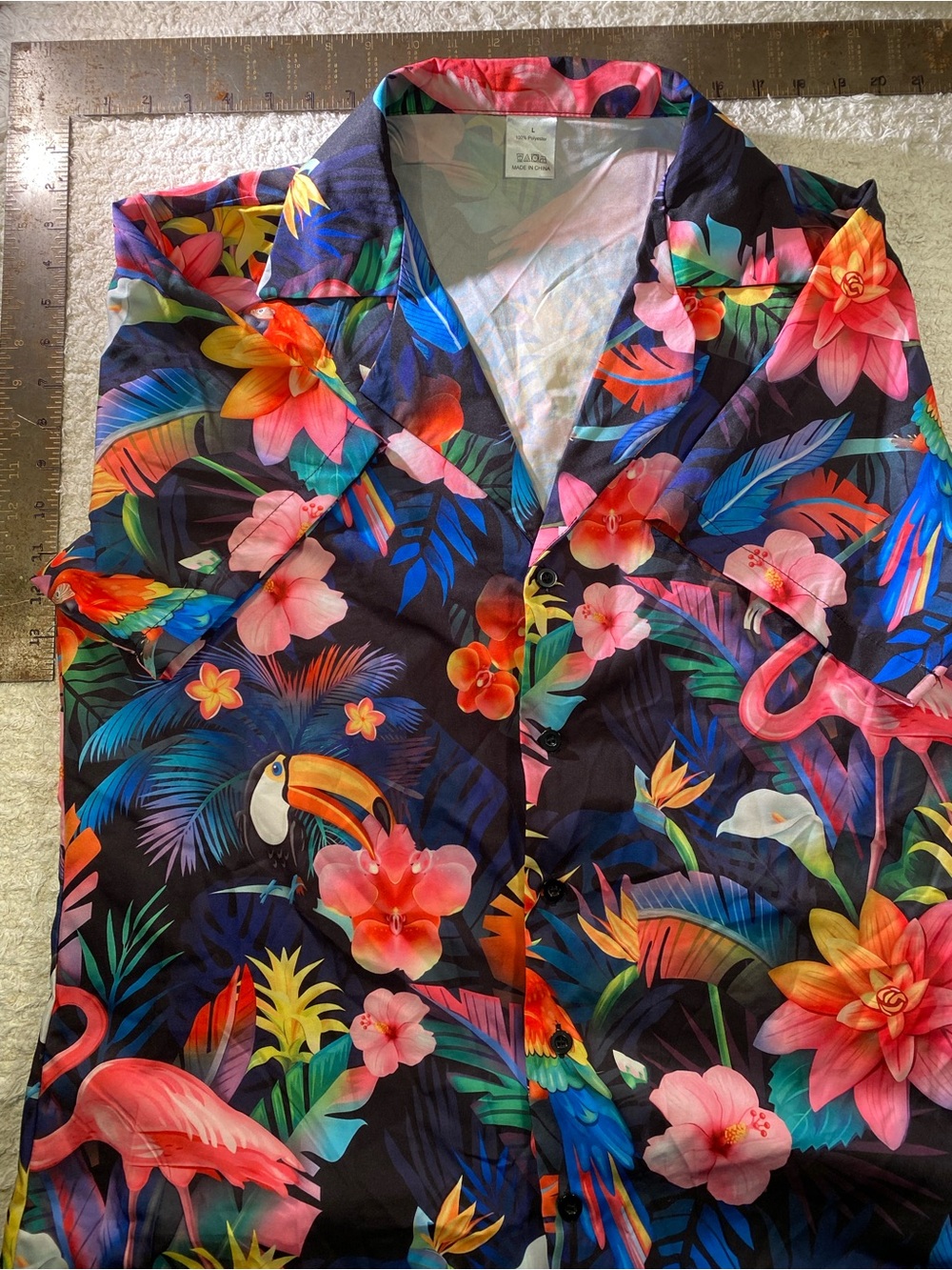 2pcs Unisex Tropical Floral Button-Up Shirt - Black with Multicolor Print